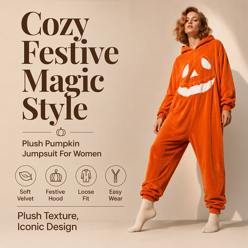 Unisex Halloween Pumpkin Hooded Jumpsuit