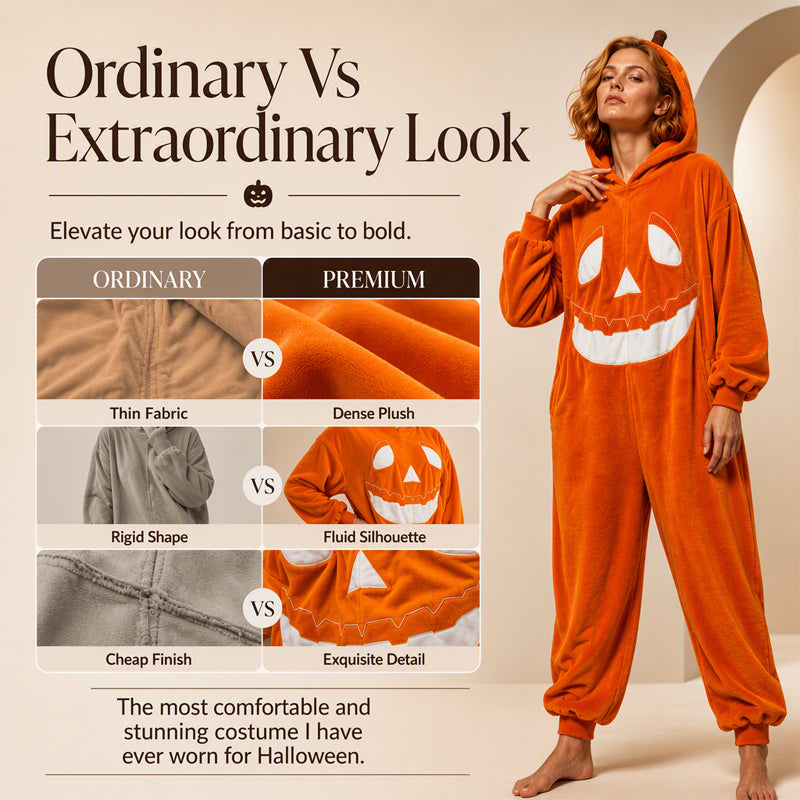Unisex Halloween Pumpkin Hooded Jumpsuit