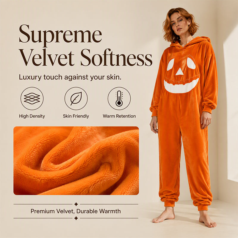 Unisex Halloween Pumpkin Hooded Jumpsuit