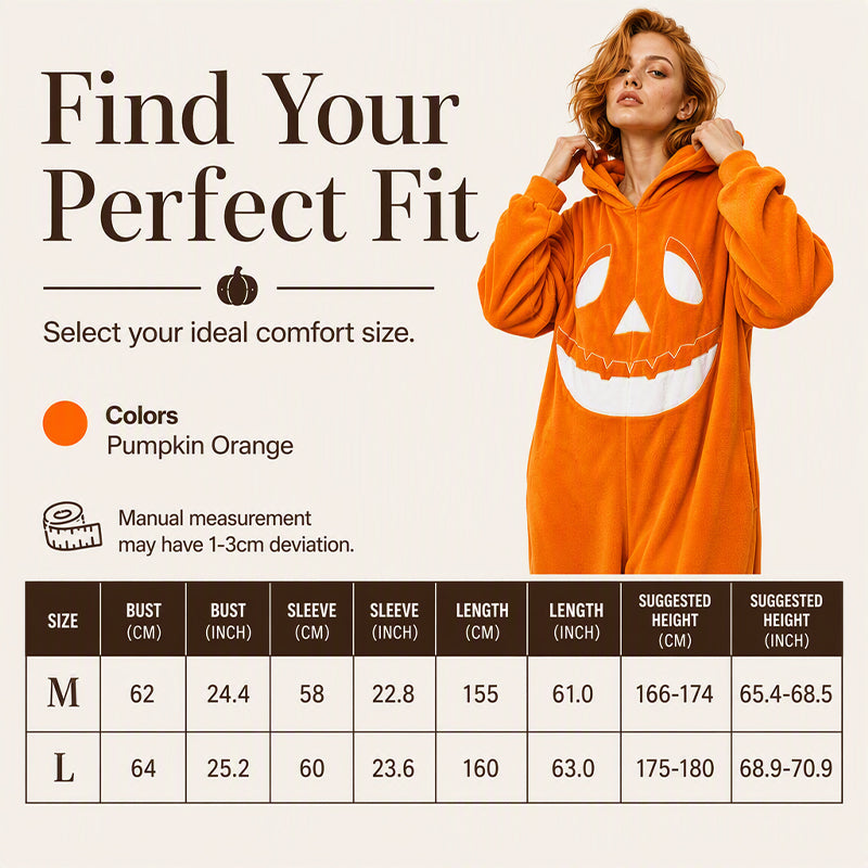 Unisex Halloween Pumpkin Hooded Jumpsuit