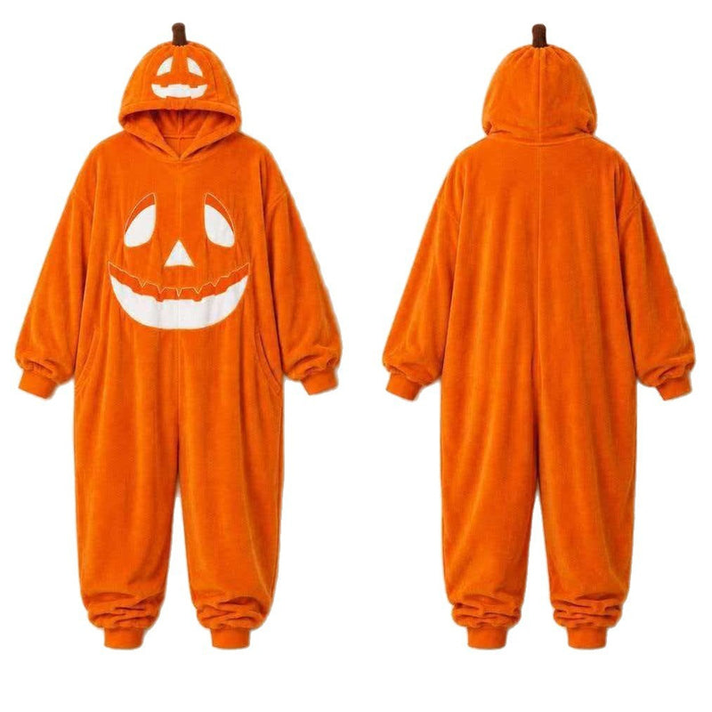 Unisex Halloween Pumpkin Hooded Jumpsuit