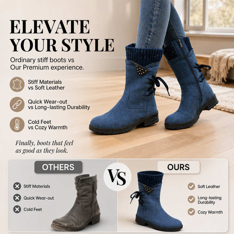Women's Warm Mid-Calf Boots with Side Zipper