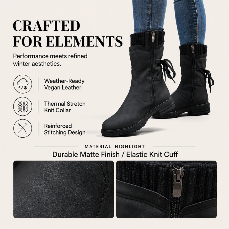 Women's Warm Mid-Calf Boots with Side Zipper