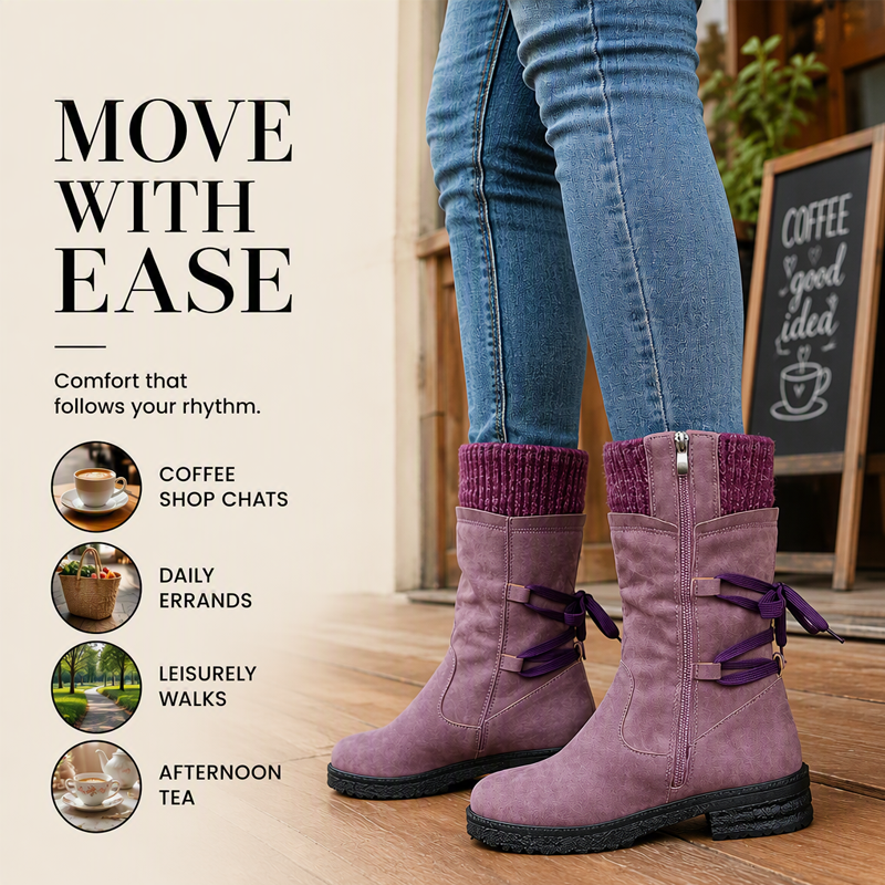 Women's Warm Mid-Calf Boots with Side Zipper