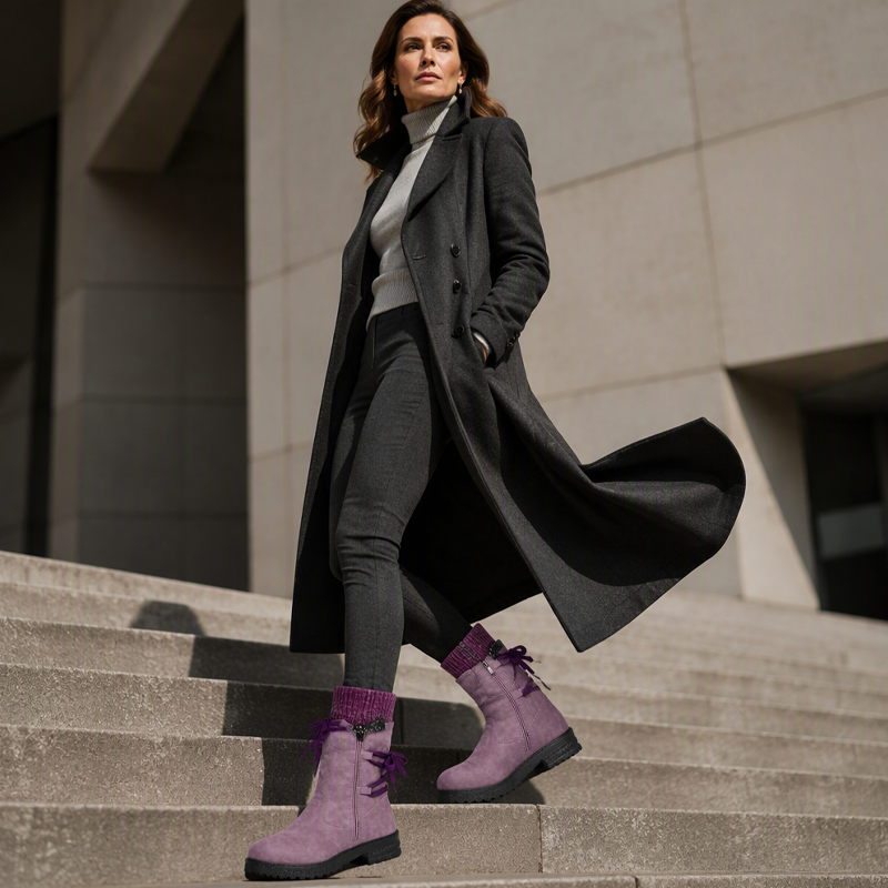 Women's Warm Mid-Calf Boots with Side Zipper