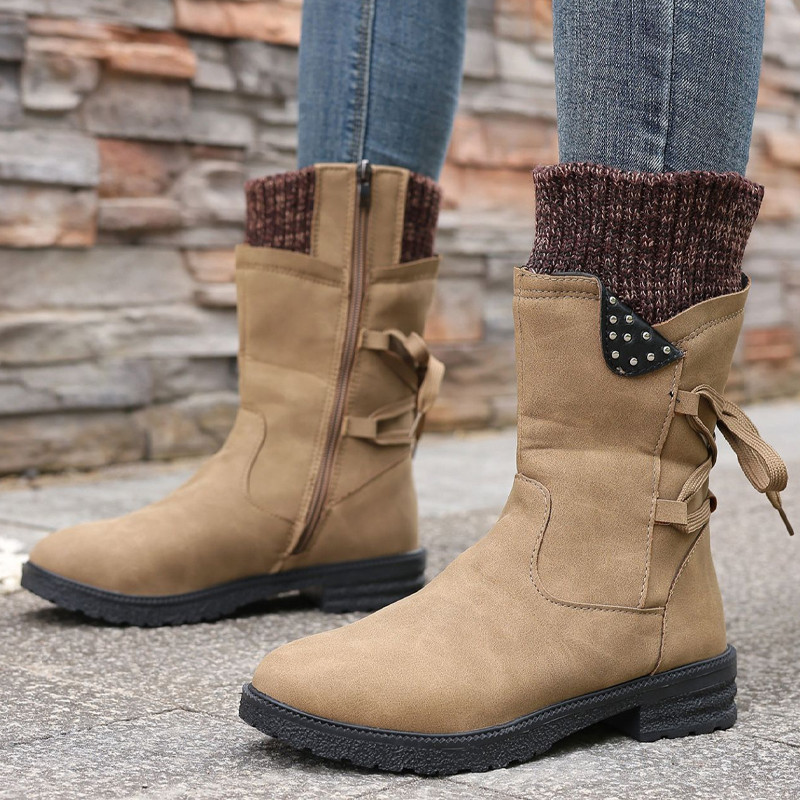 Women's Warm Mid-Calf Boots with Side Zipper