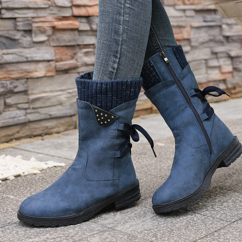 Women's Warm Mid-Calf Boots with Side Zipper