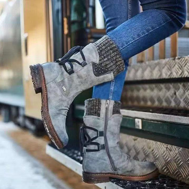 Women's Warm Mid-Calf Boots with Side Zipper