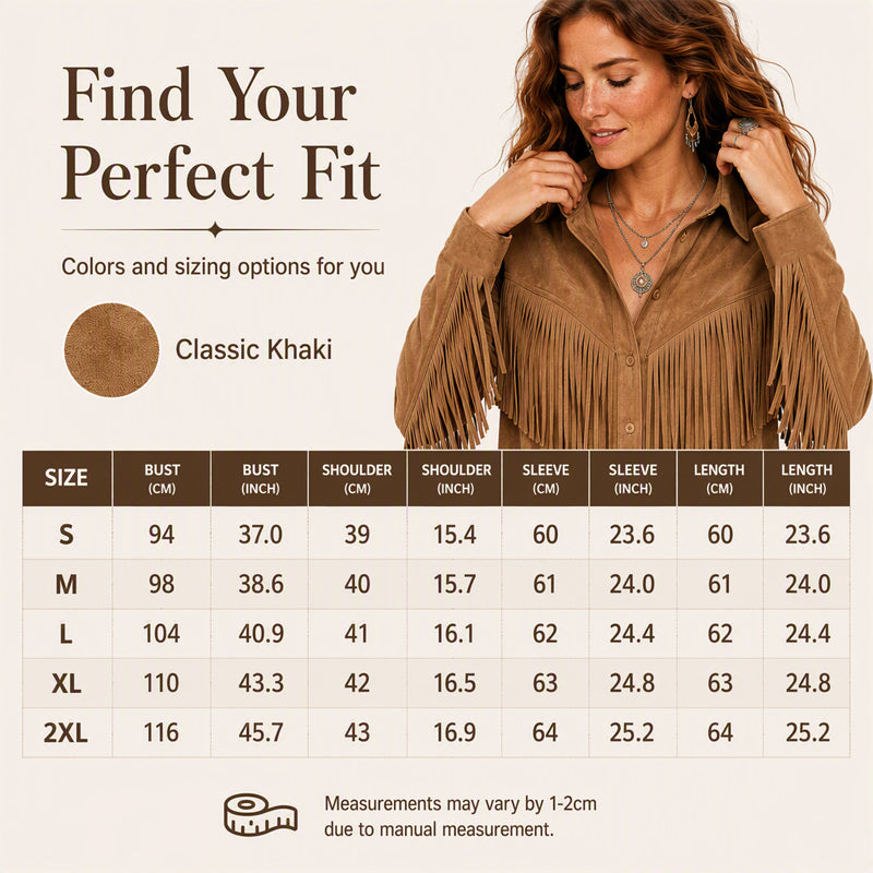 Women's Faux Suede Long Sleeve Fringe Jacket