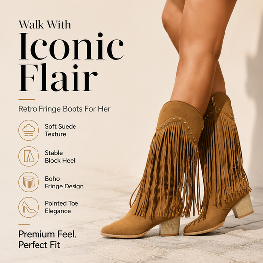 Women's Retro Fringe Knee High Boots