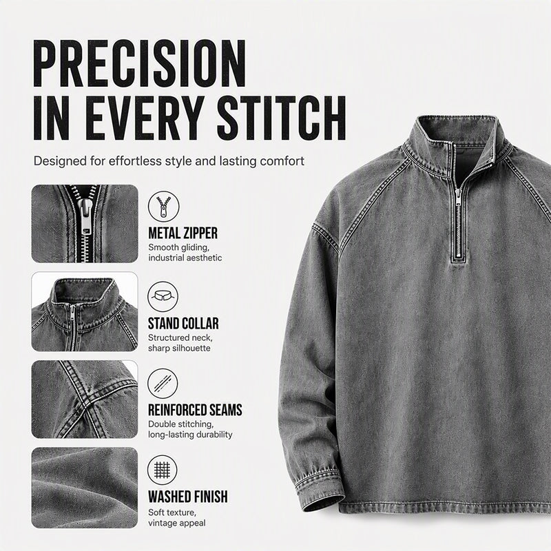 Men's Quarter-Zip Denim Pullover