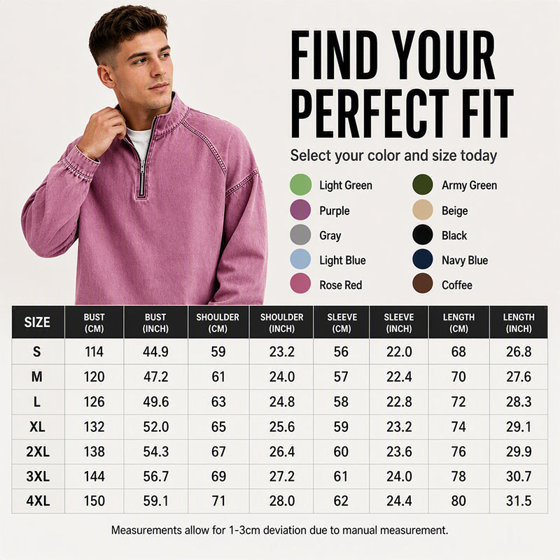 Men's Quarter-Zip Denim Pullover