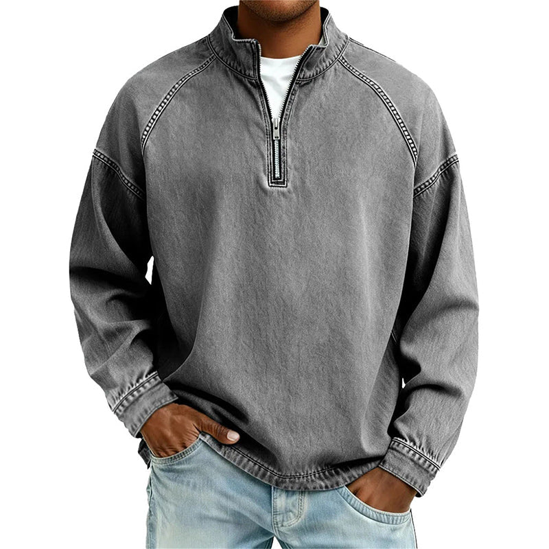 Men's Quarter-Zip Denim Pullover