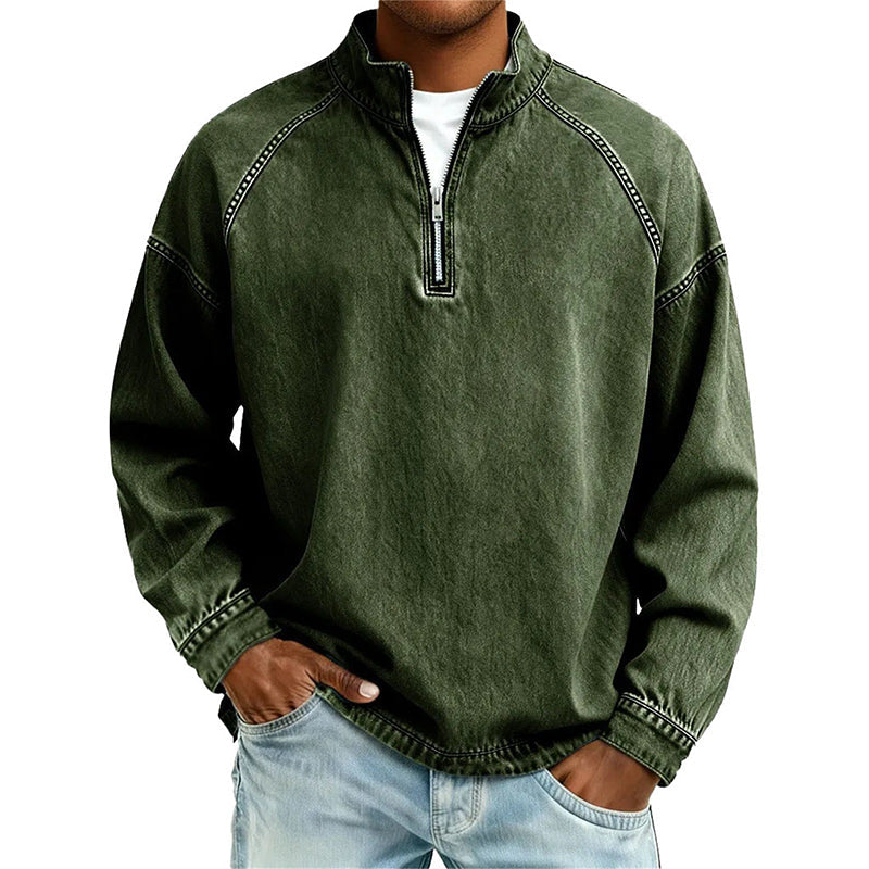 Men's Quarter-Zip Denim Pullover