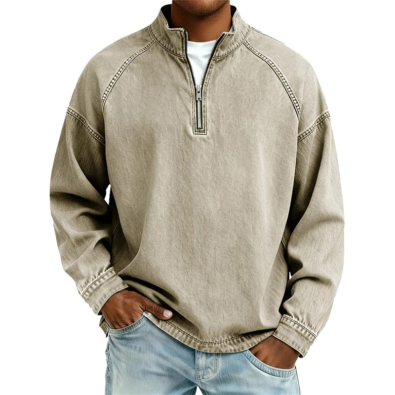 Men's Quarter-Zip Denim Pullover