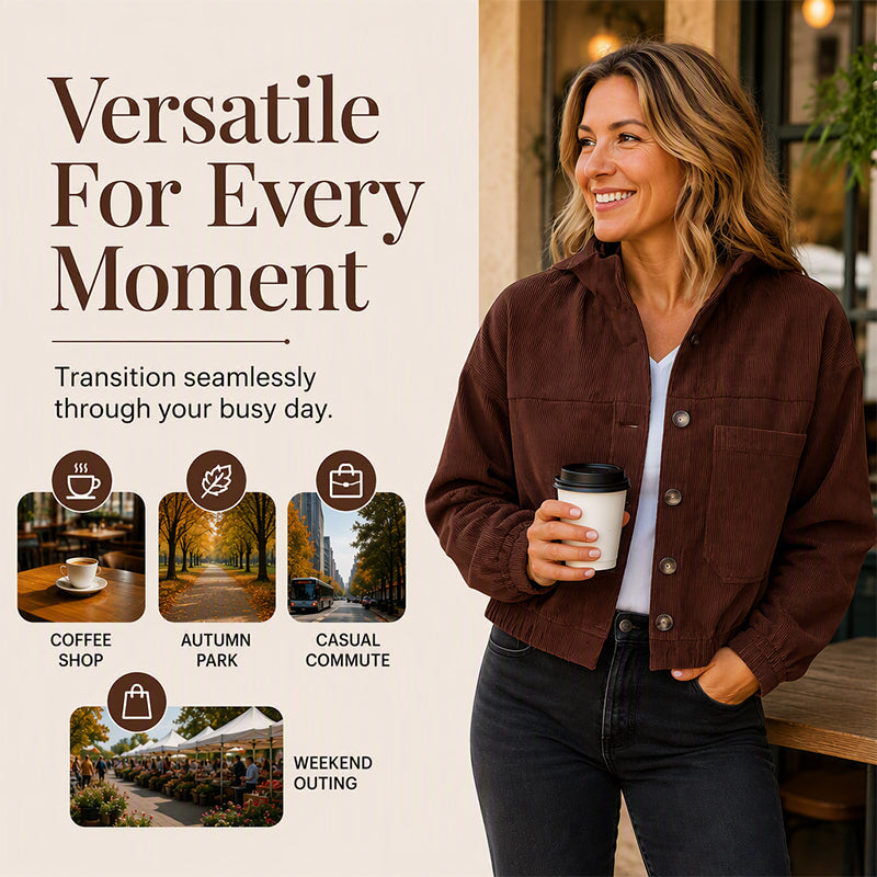 Women's Casual Corduroy Hooded Jacket