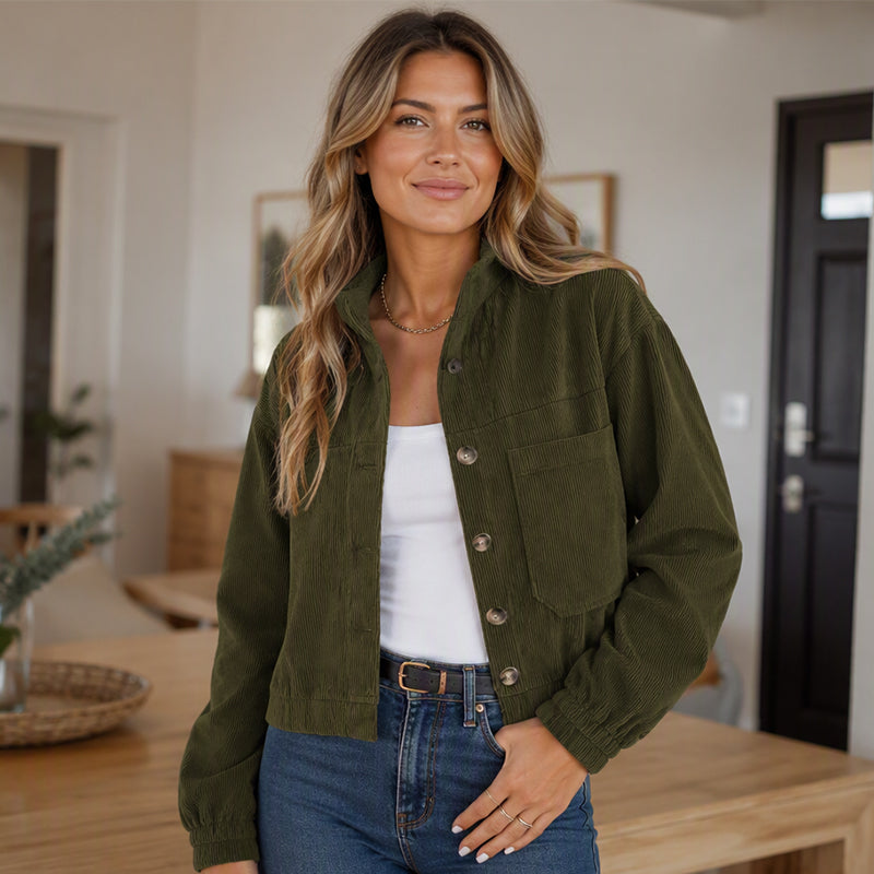 Women's Casual Corduroy Hooded Jacket