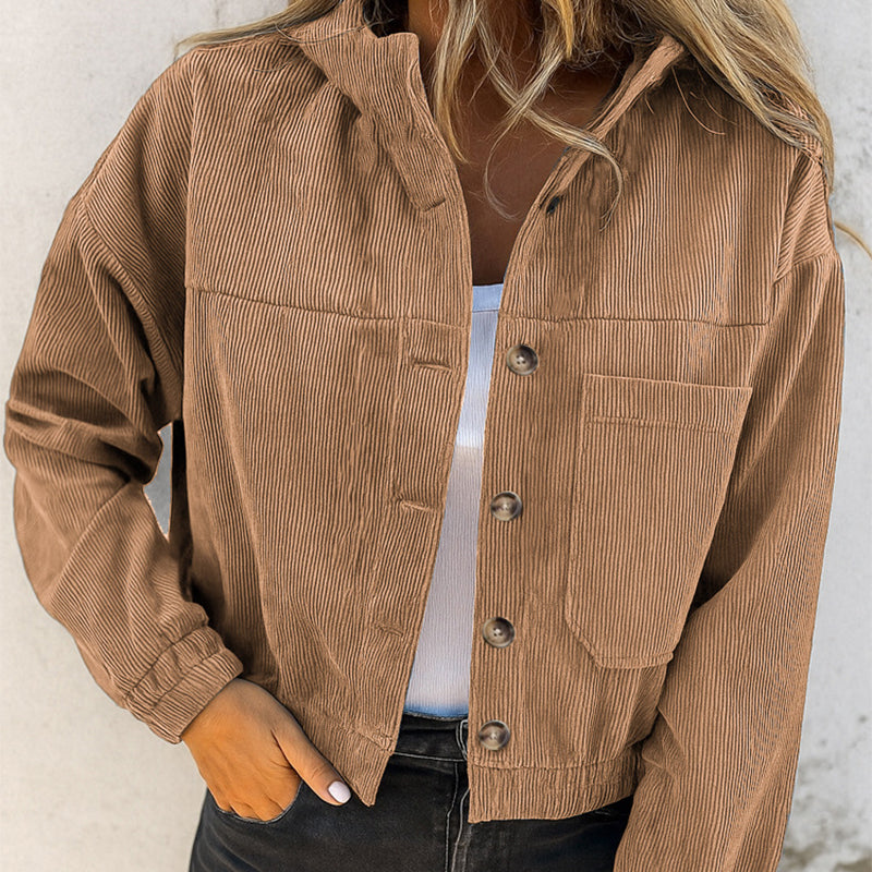 Women's Casual Corduroy Hooded Jacket
