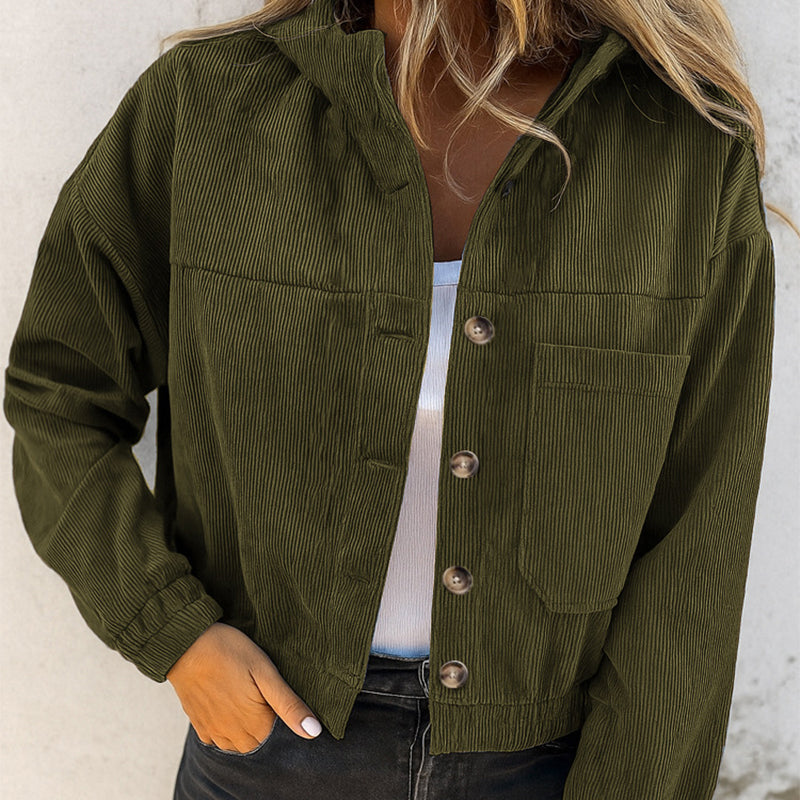 Women's Casual Corduroy Hooded Jacket