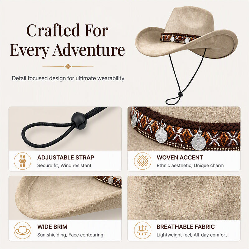 Vintage Western Cowboy Hat with Ethnic Band