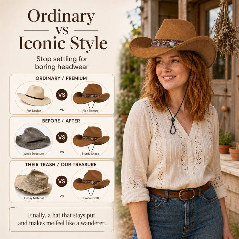 Vintage Western Cowboy Hat with Ethnic Band
