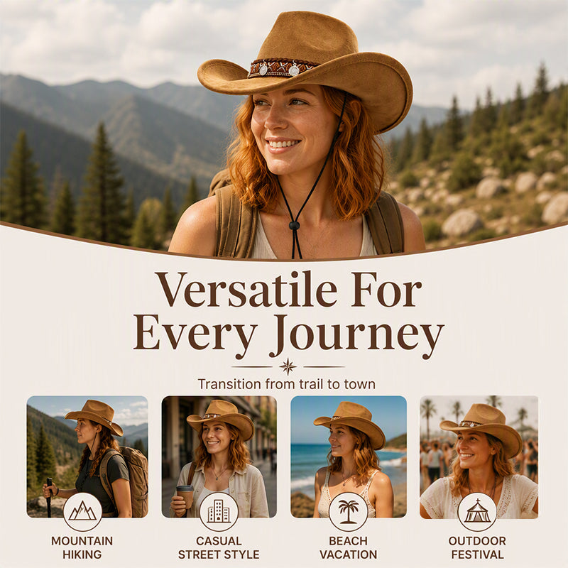 Vintage Western Cowboy Hat with Ethnic Band
