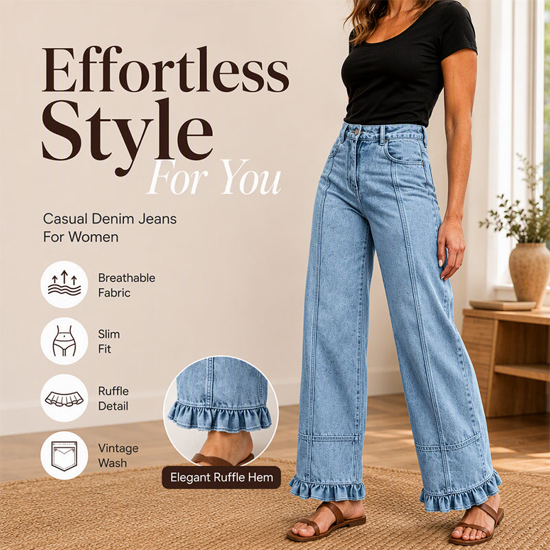 Women's Ruffle Hem Denim Jeans