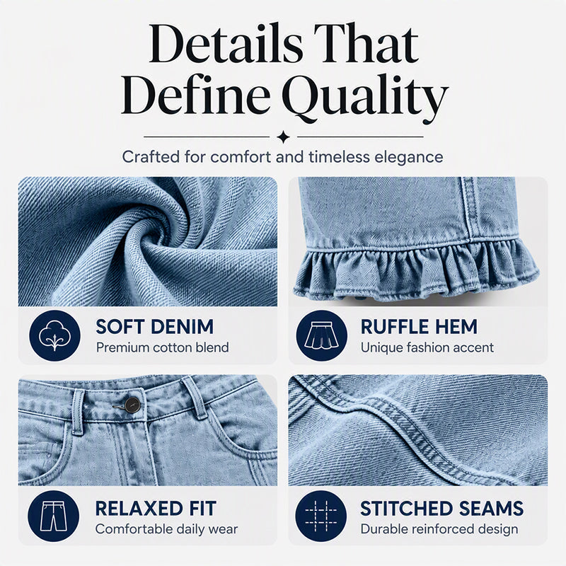 Women's Ruffle Hem Denim Jeans