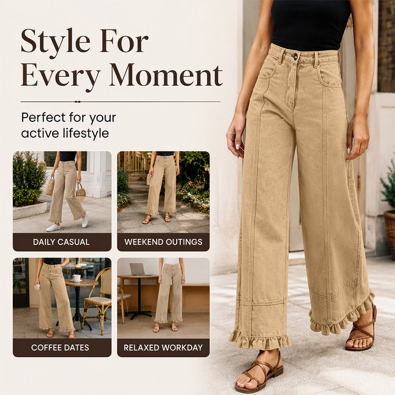 Women's Ruffle Hem Denim Jeans