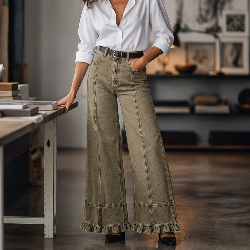 Women's Ruffle Hem Denim Jeans