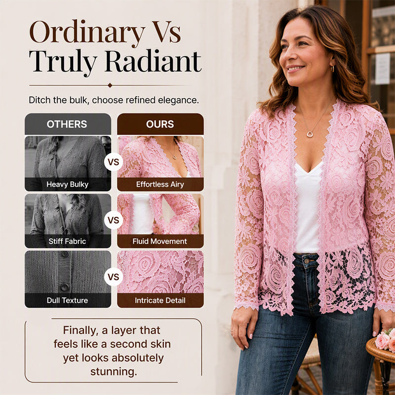Women's Lace Long Sleeve Open Front Cardigan