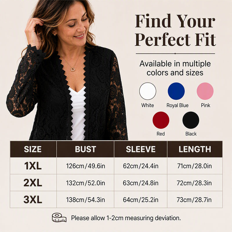 Women's Lace Long Sleeve Open Front Cardigan