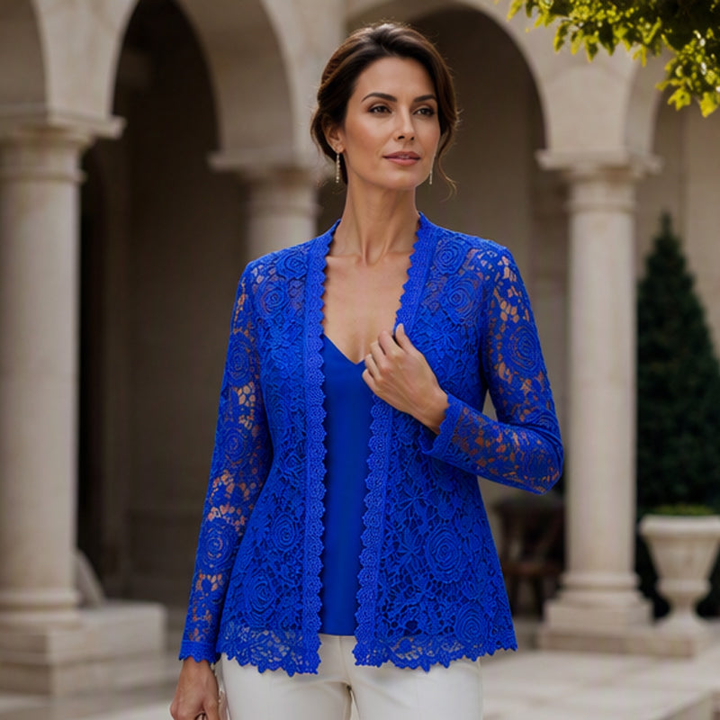 Women's Lace Long Sleeve Open Front Cardigan