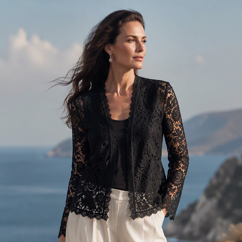 Women's Lace Long Sleeve Open Front Cardigan