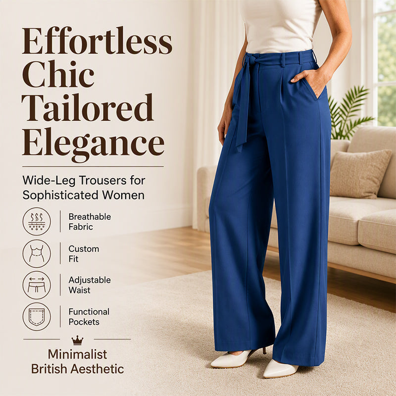Women's Wide-Leg Pants with Tie Waist