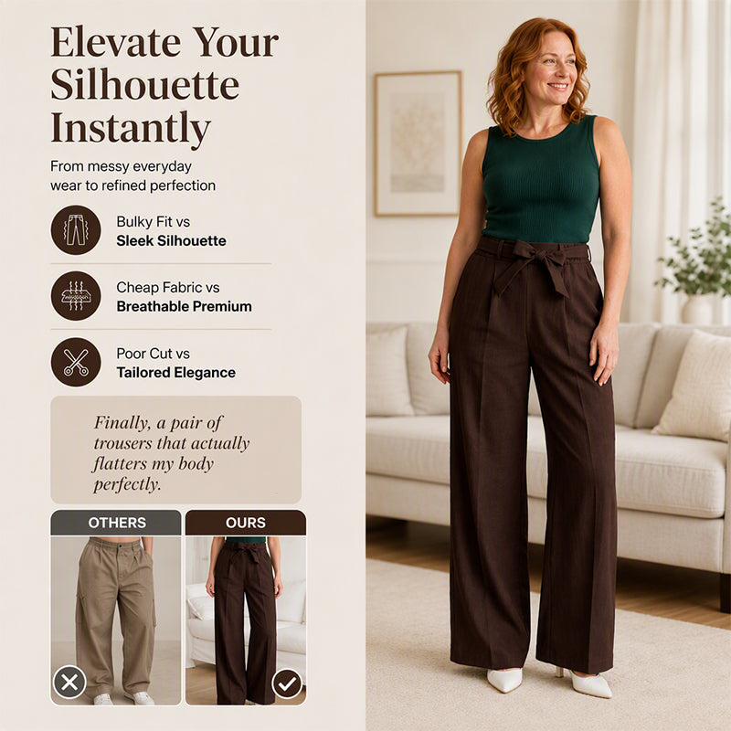 Women's Wide-Leg Pants with Tie Waist