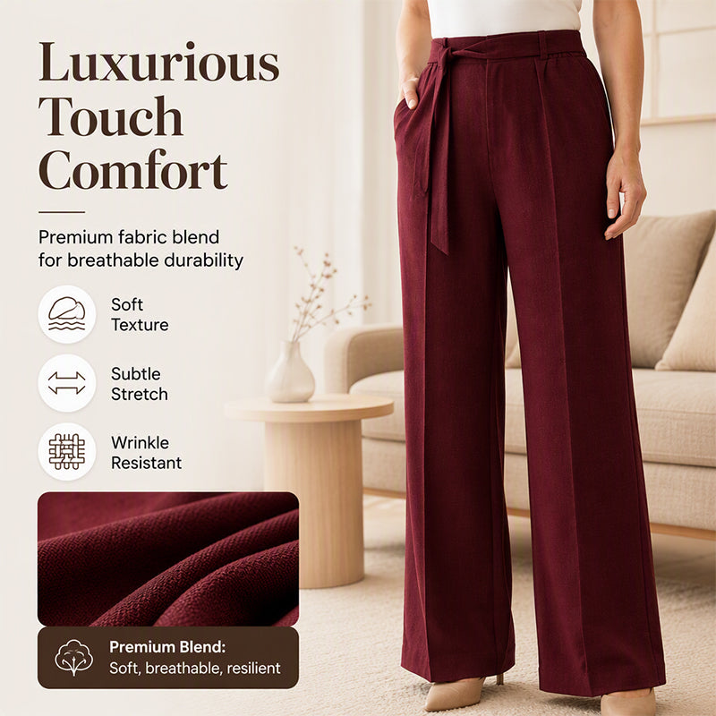 Women's Wide-Leg Pants with Tie Waist