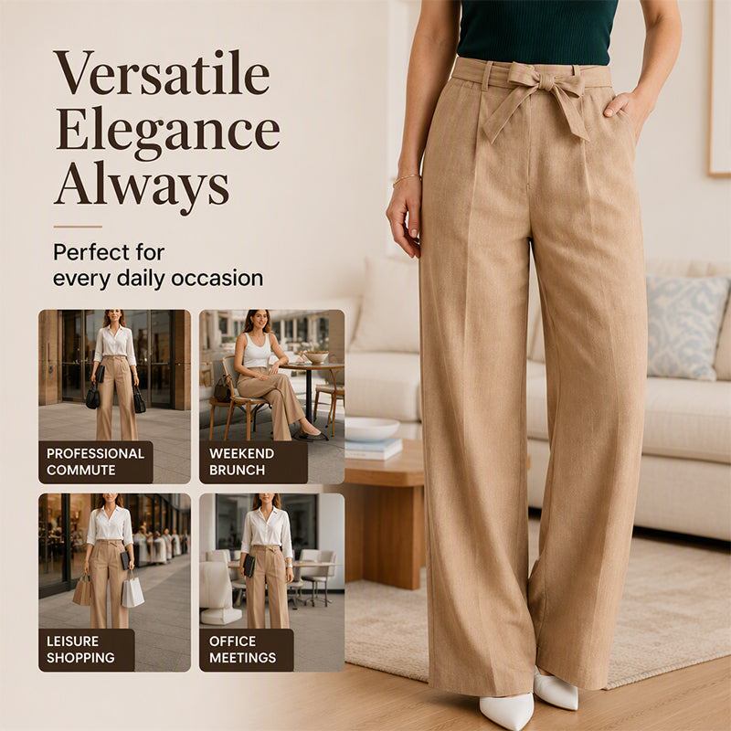 Women's Wide-Leg Pants with Tie Waist