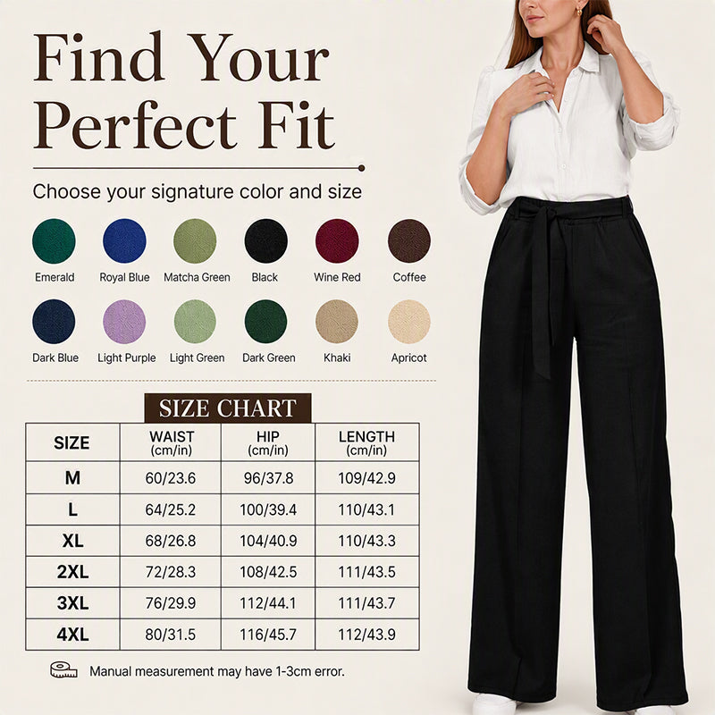 Women's Wide-Leg Pants with Tie Waist