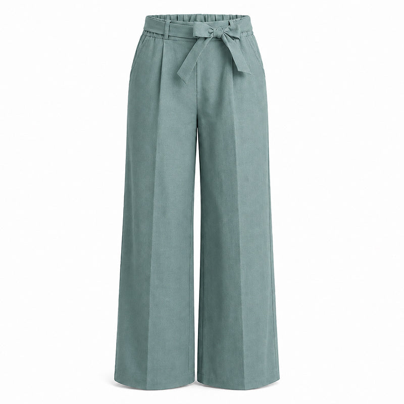 Women's Wide-Leg Pants with Tie Waist
