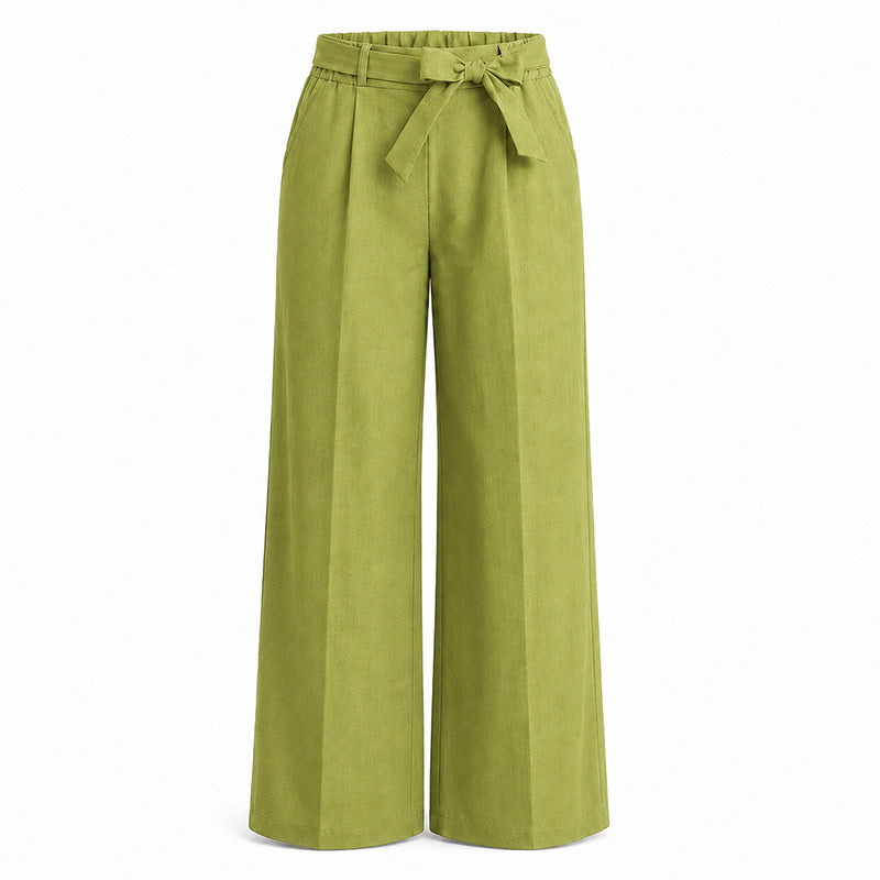 Women's Wide-Leg Pants with Tie Waist