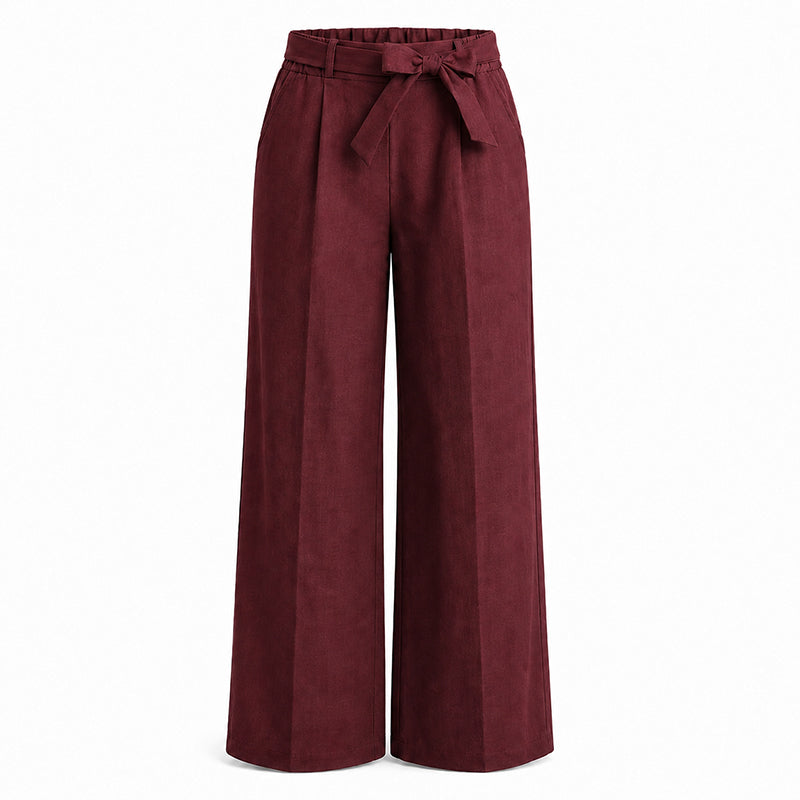 Women's Wide-Leg Pants with Tie Waist