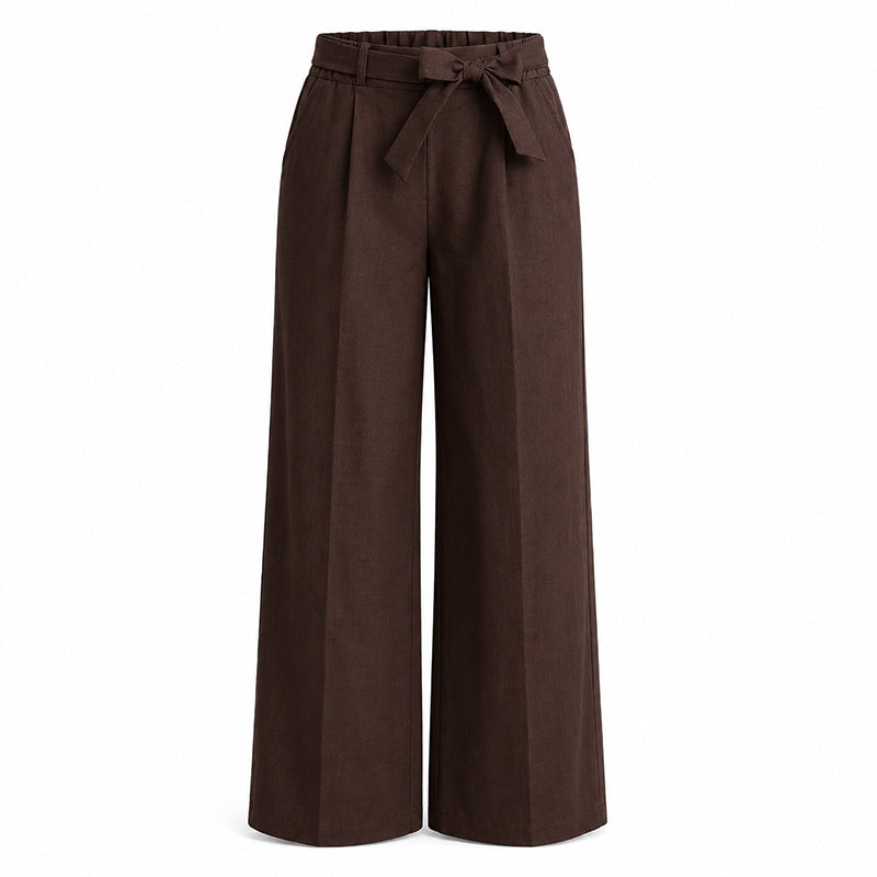 Women's Wide-Leg Pants with Tie Waist