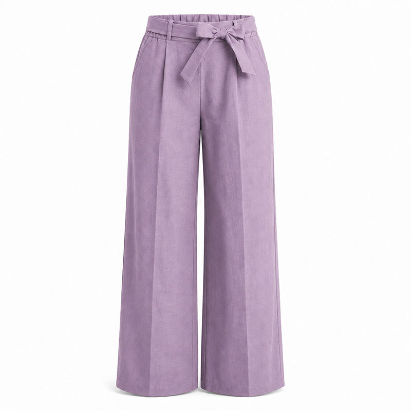 Women's Wide-Leg Pants with Tie Waist