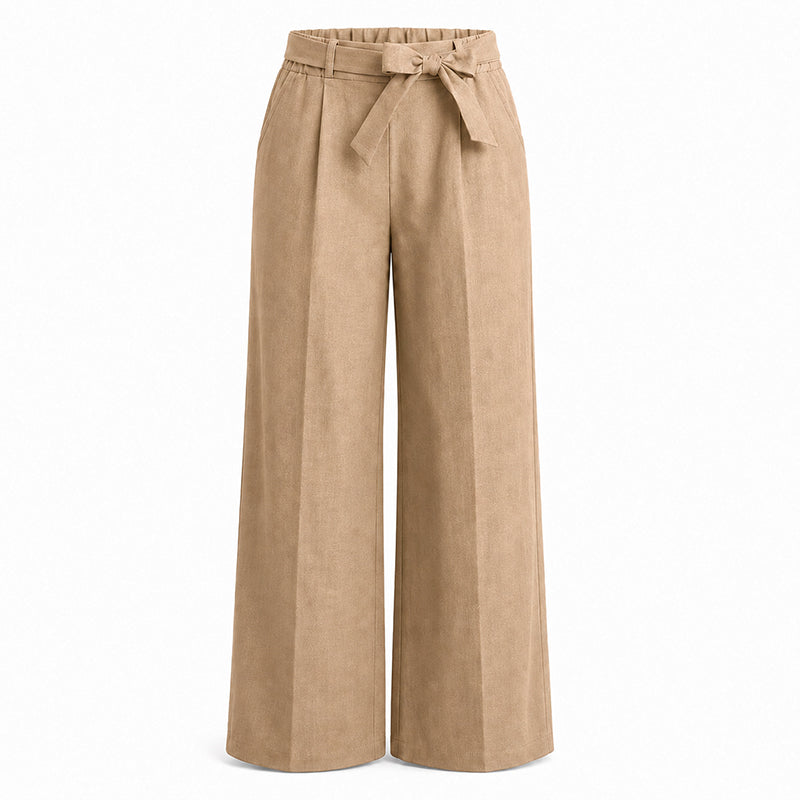 Women's Wide-Leg Pants with Tie Waist