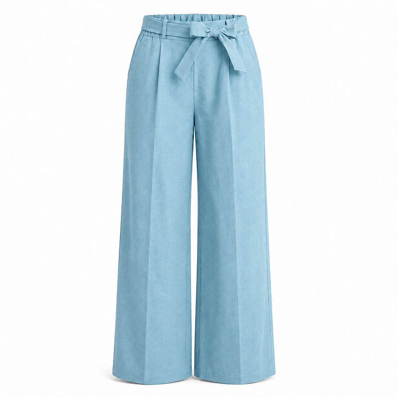 Women's Wide-Leg Pants with Tie Waist