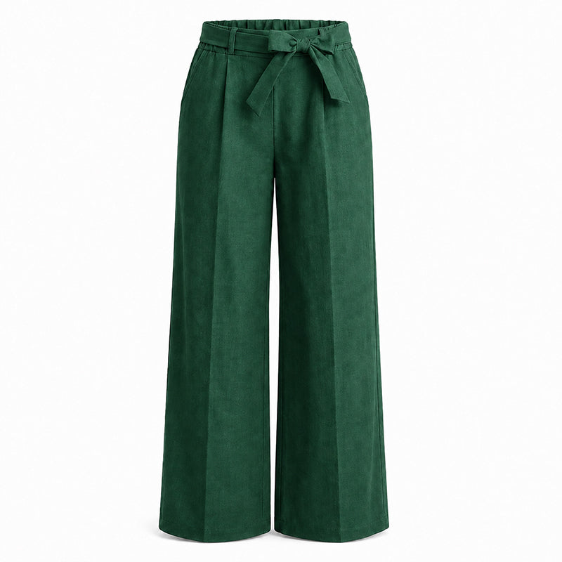 Women's Wide-Leg Pants with Tie Waist