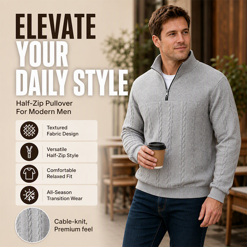 Men's Casual Jacquard Half-Zip Sweatshirt