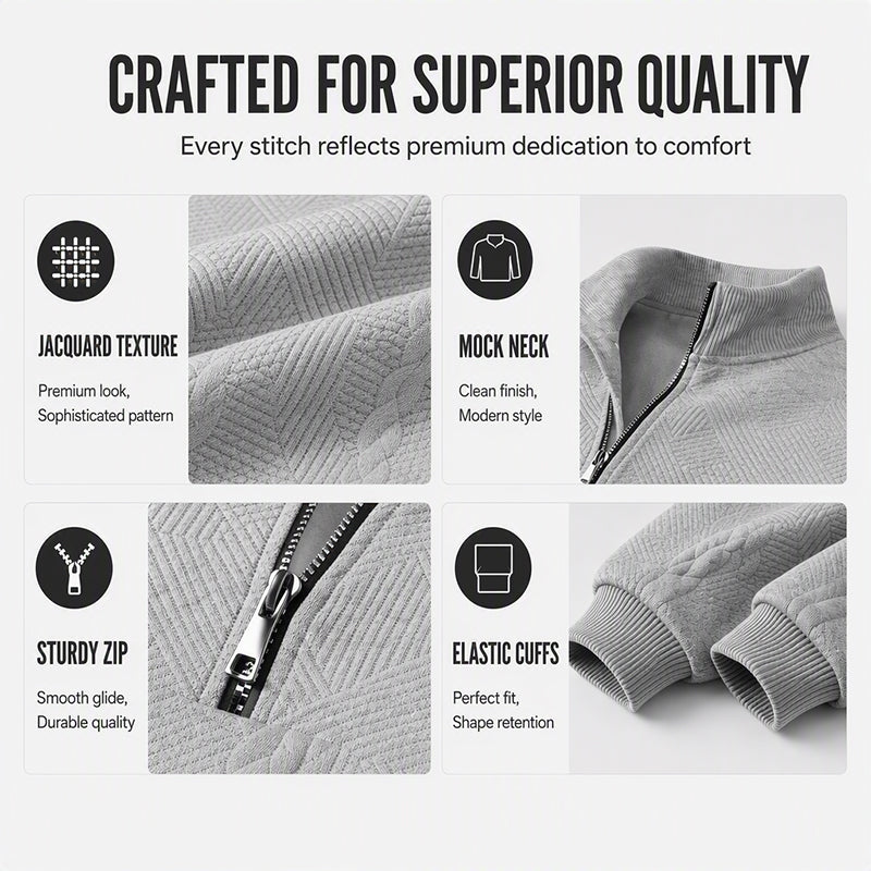 Men's Casual Jacquard Half-Zip Sweatshirt