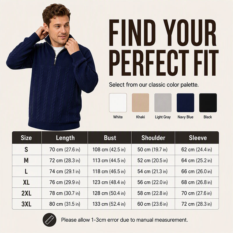 Men's Casual Jacquard Half-Zip Sweatshirt